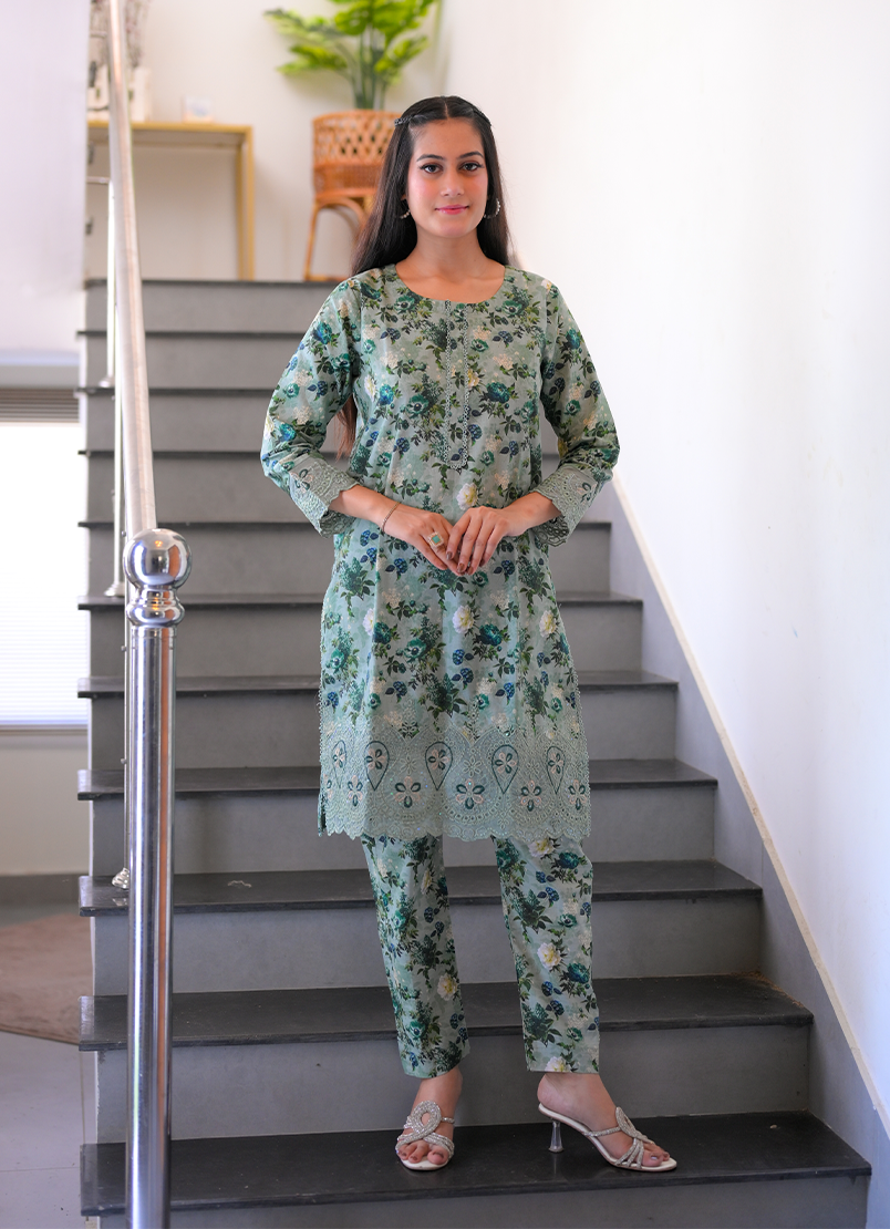 Emerald Bloom  3 PC Unstitched