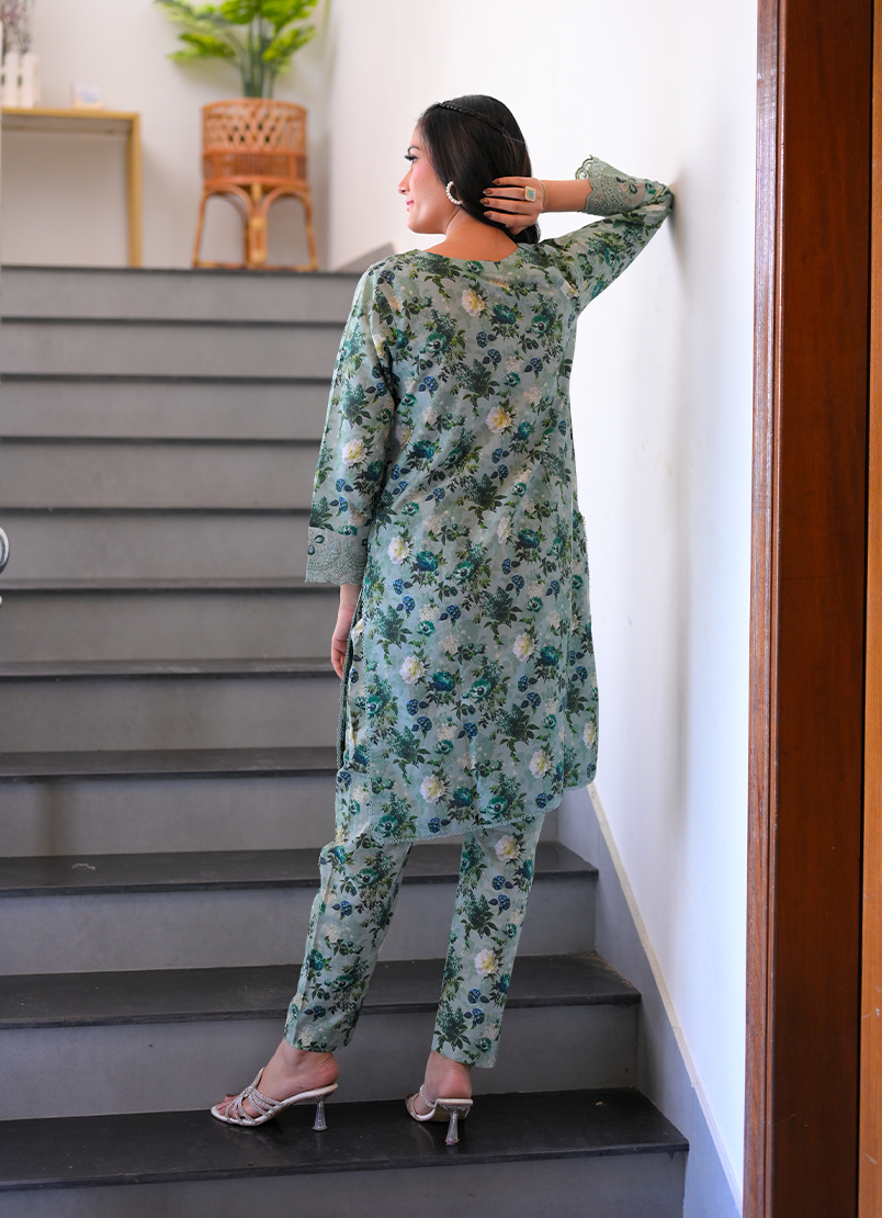 Emerald Bloom  3 PC Unstitched