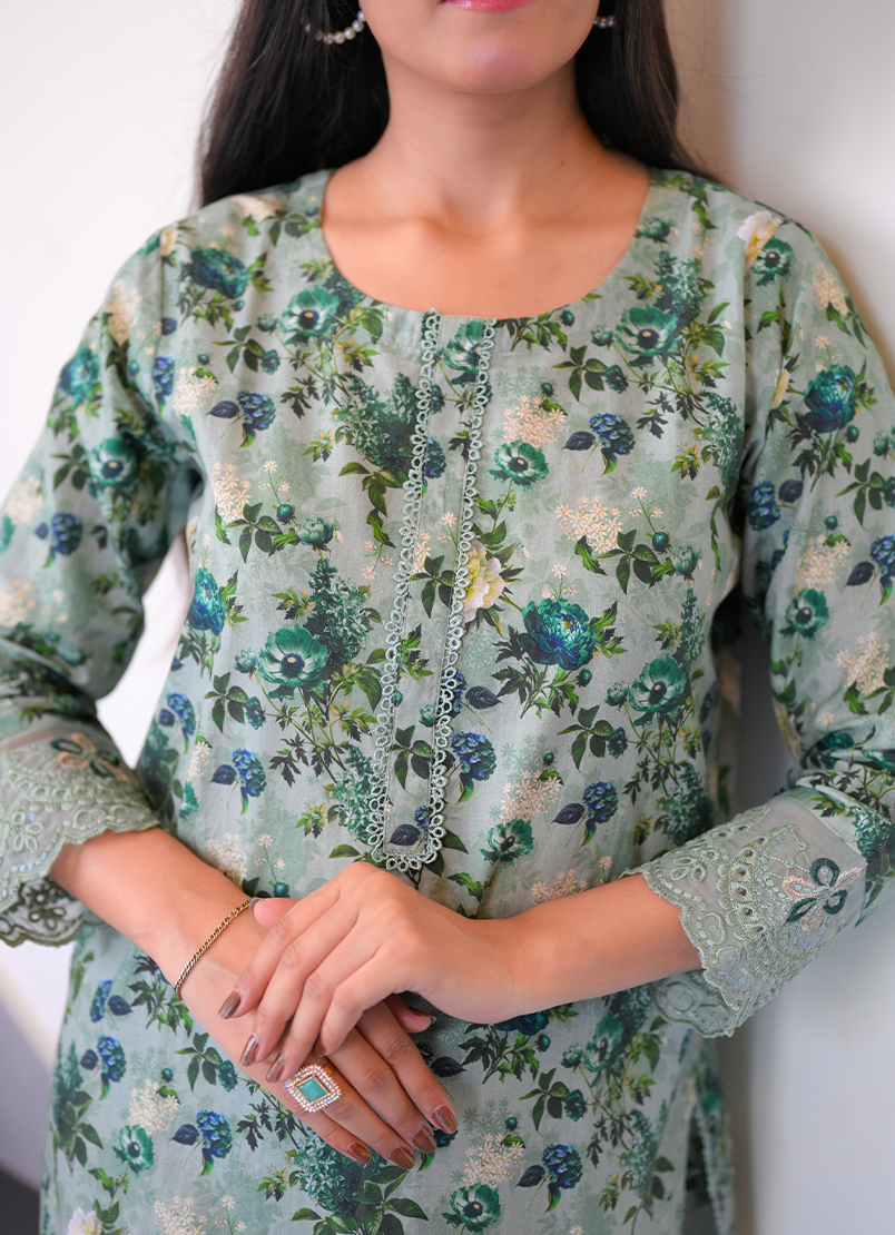 Emerald Bloom  3 PC Unstitched
