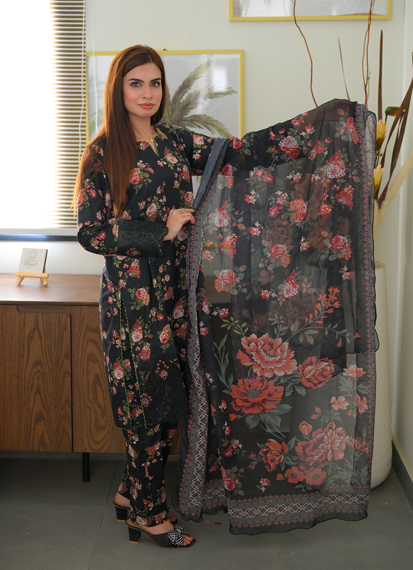 Midnight Bloom 3 PC Unstitched